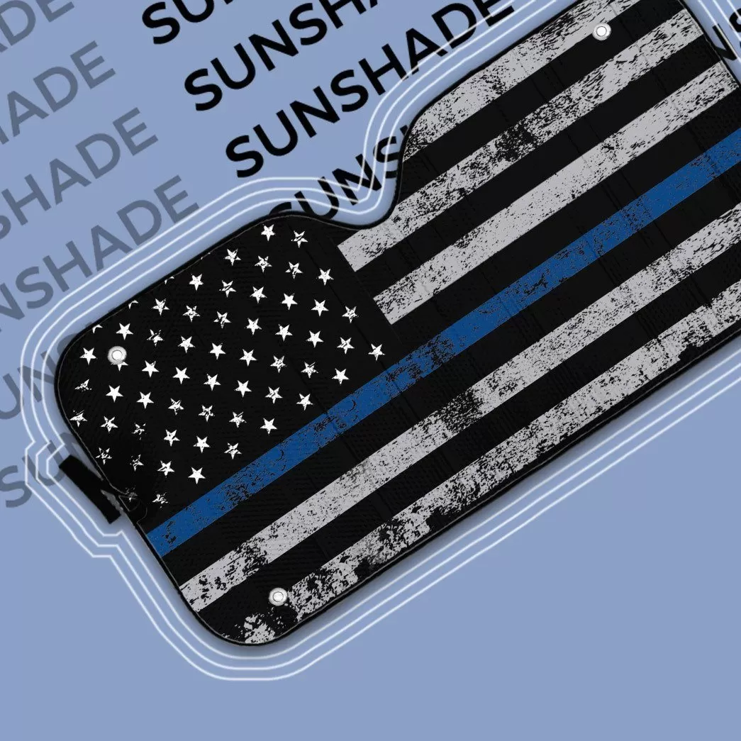 Gearhuman 3D Blue Thin Line American Flag Auto Sunshade