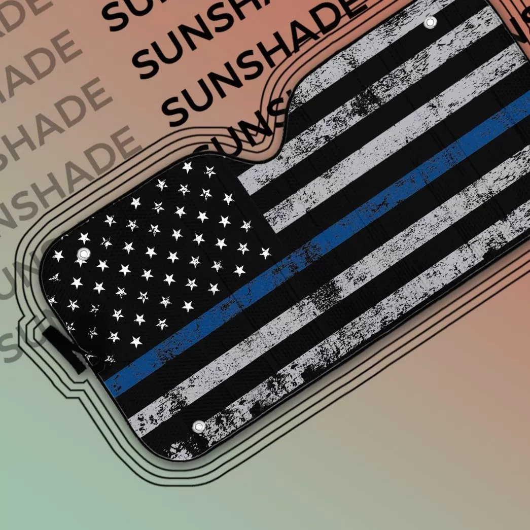 Gearhuman 3D Blue Thin Line American Flag Auto Sunshade