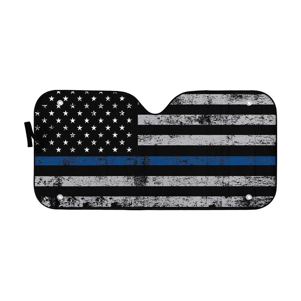 Gearhuman 3D Blue Thin Line American Flag Auto Sunshade