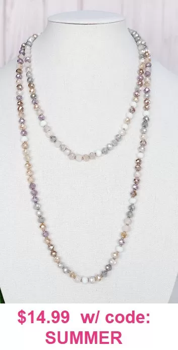 Grey Tones Crystal 60" Necklace