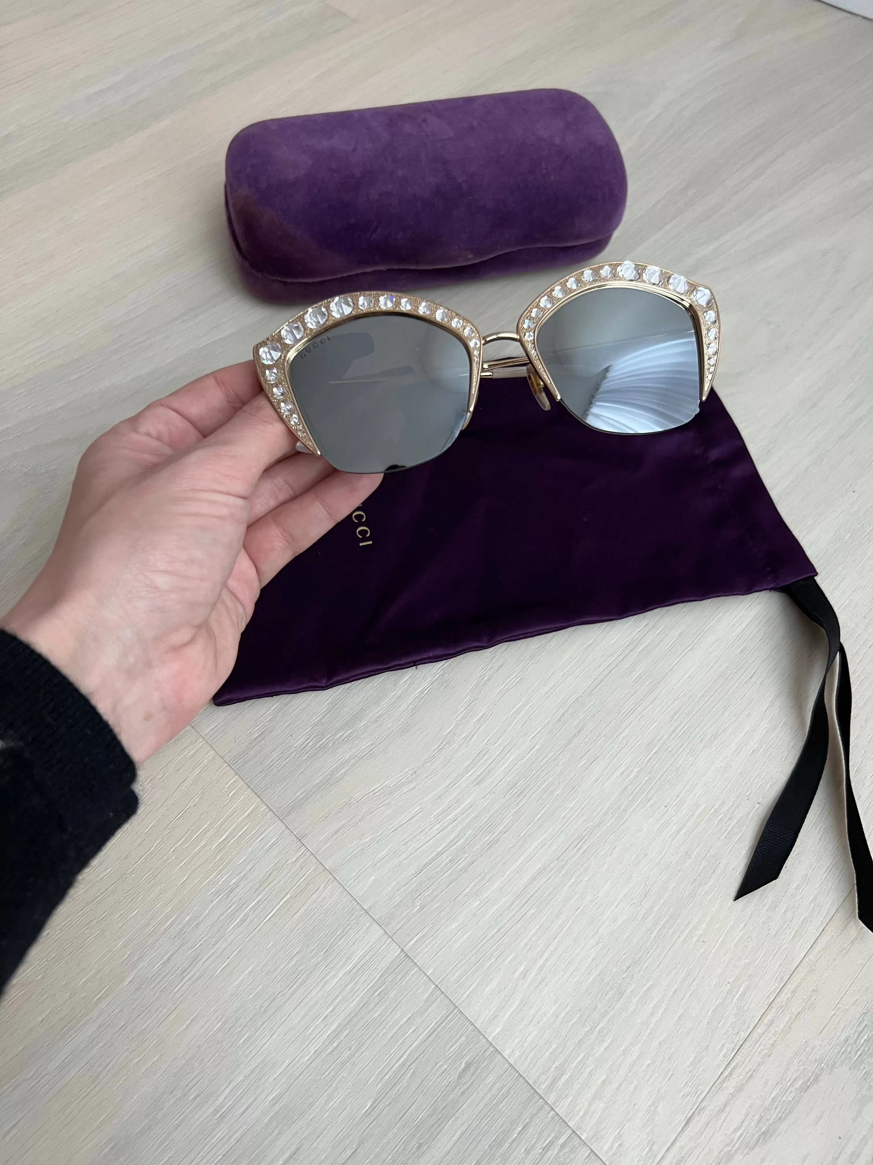 Gucci Cat Eye Swarvorski Crystal Sunglasses