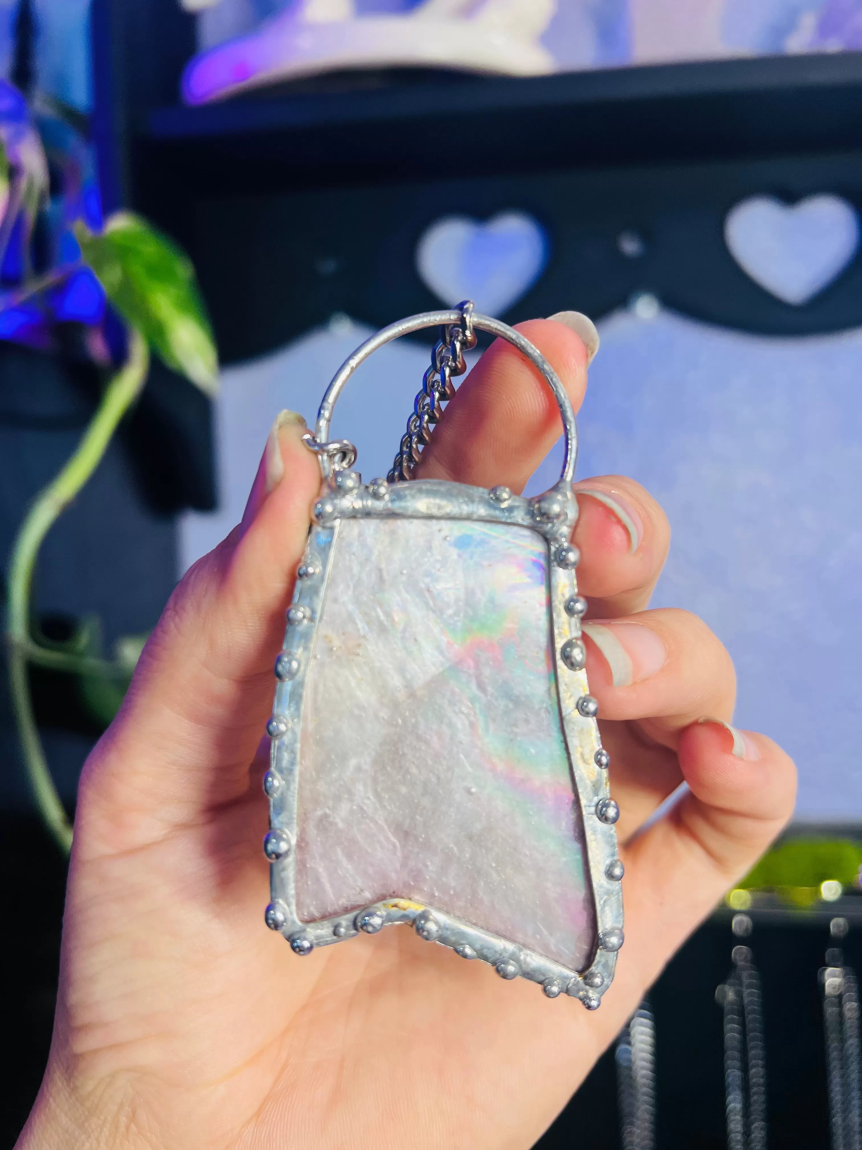 Holographic Lepidolite amulet