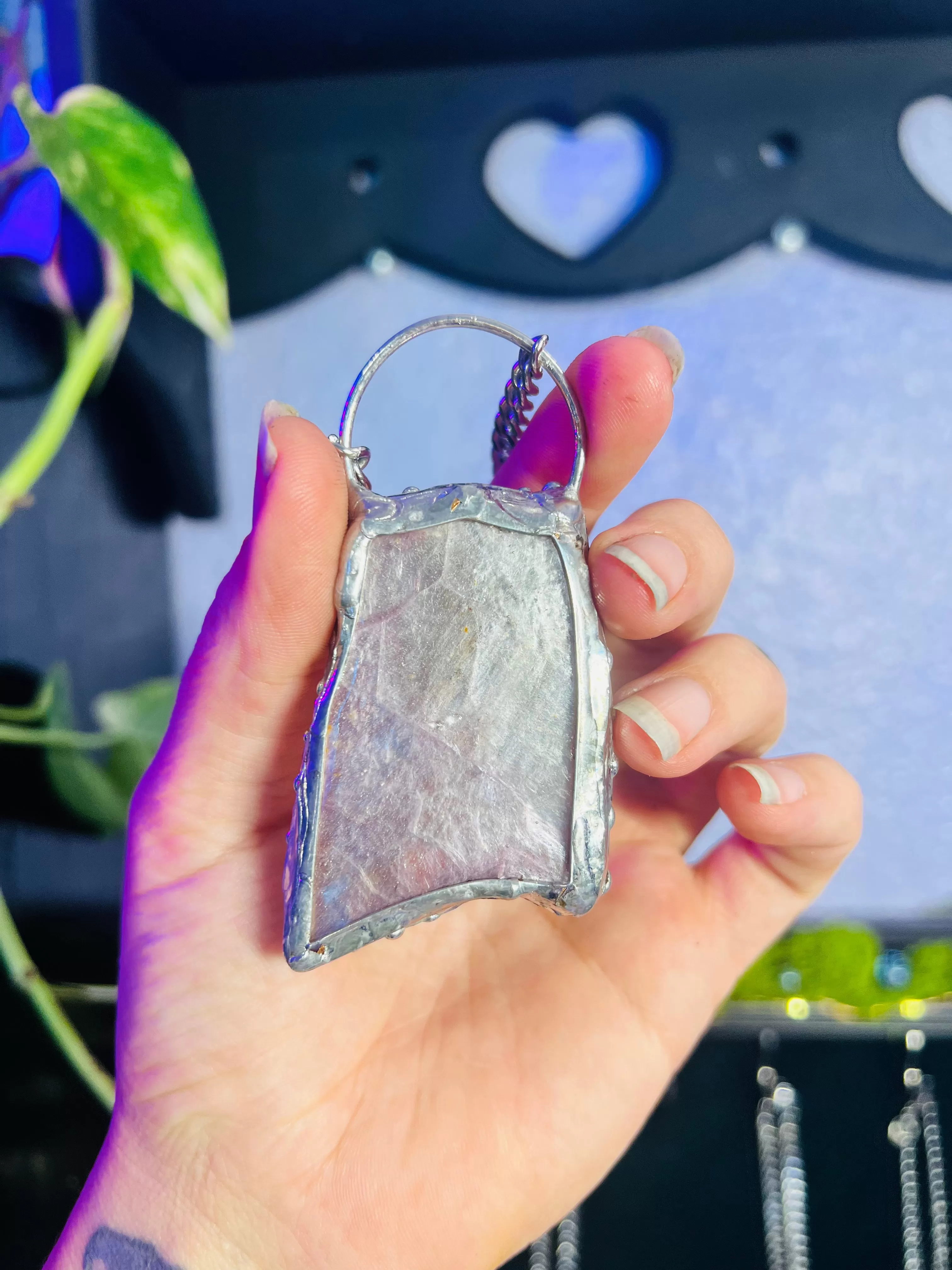 Holographic Lepidolite amulet