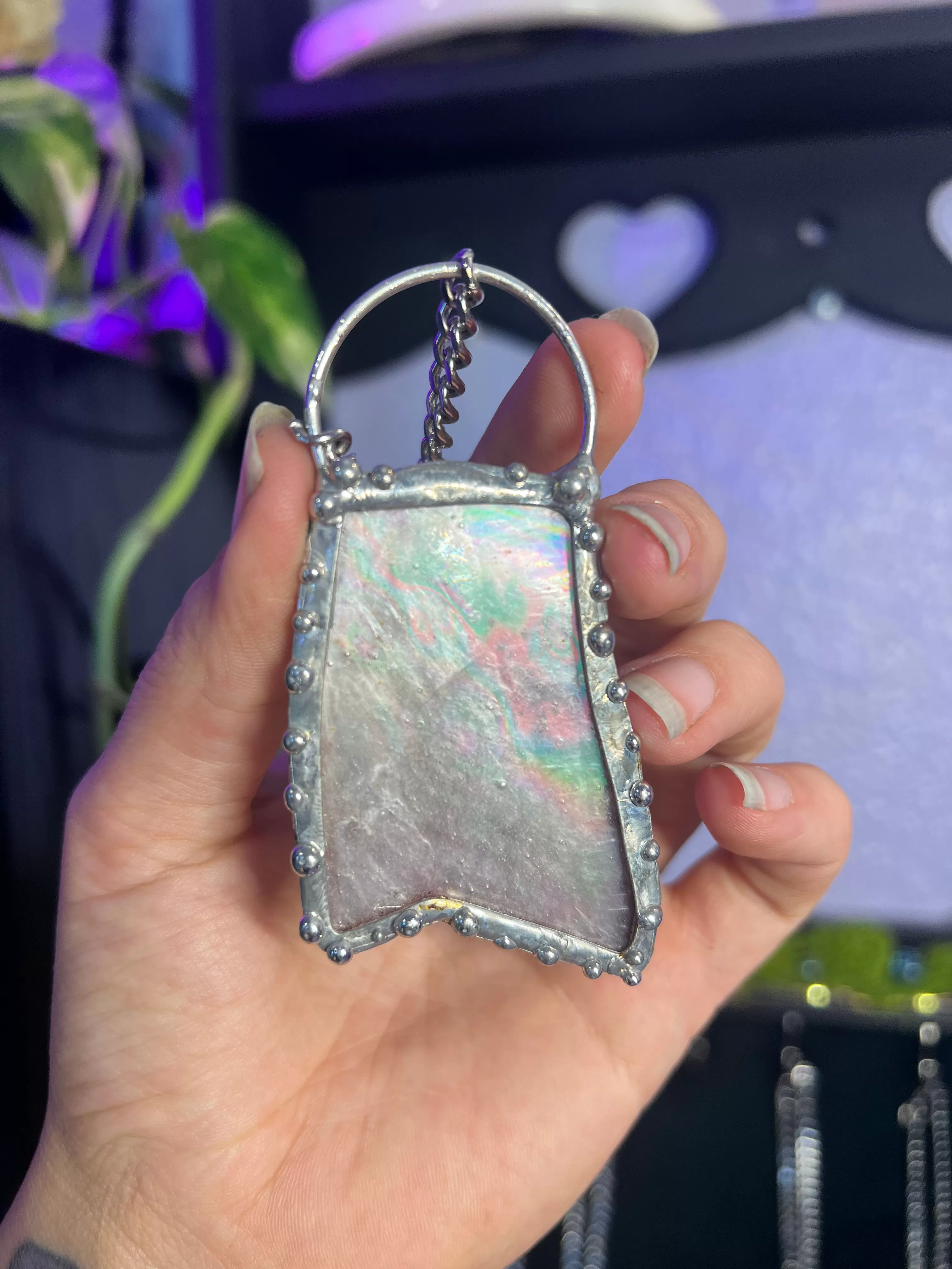 Holographic Lepidolite amulet