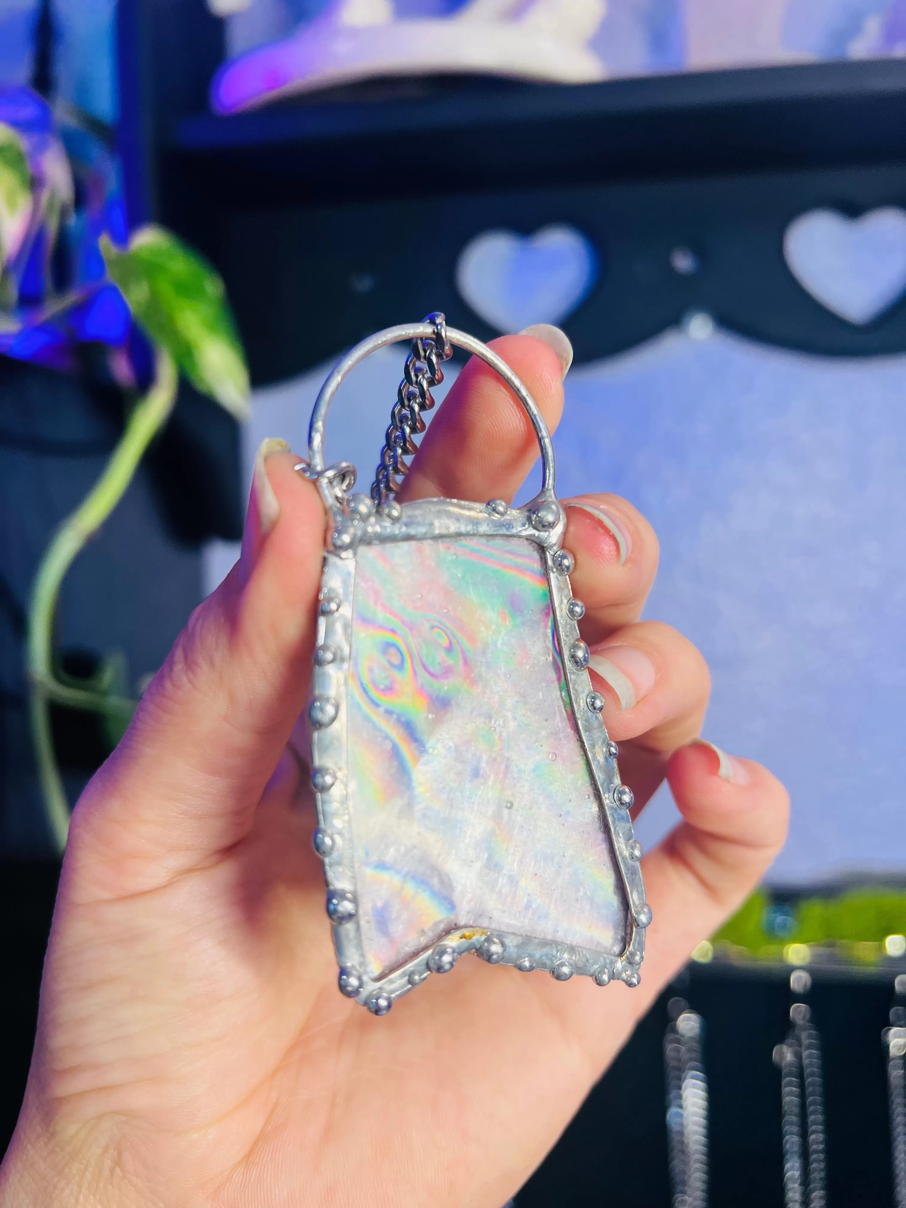 Holographic Lepidolite amulet