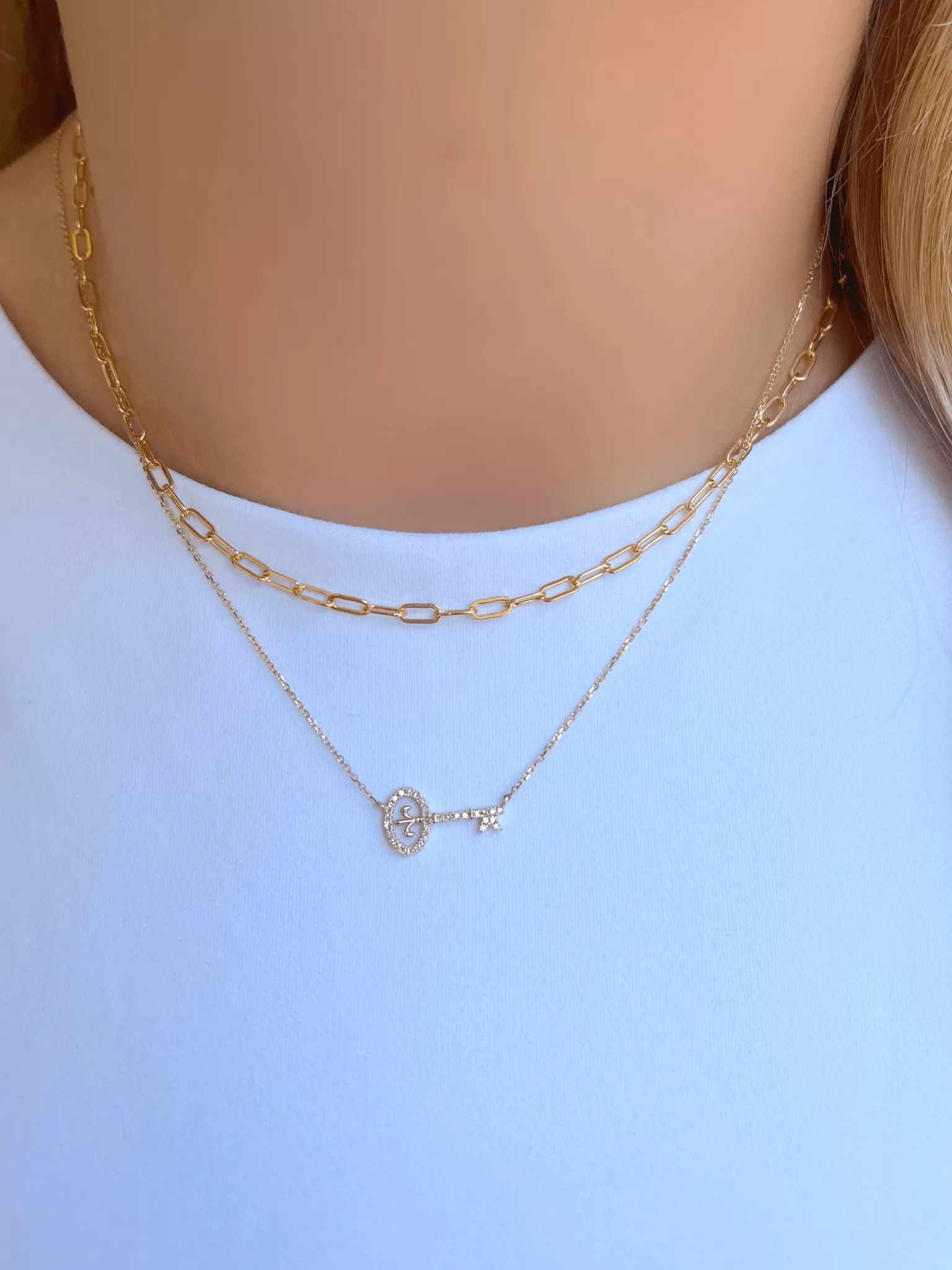 Key Diamond Necklace 14K