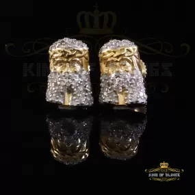 King of Blings-0.25ct Diamond 925 Sterling Silver Yellow for Men's & Women Stud Jesus Earrings