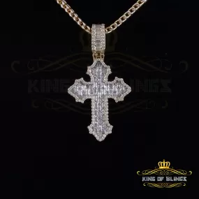 King Of Bling's Charm Cross Yellow Pendant 3.50ct VVS D Moissanite Sterling Silver Men's & Women