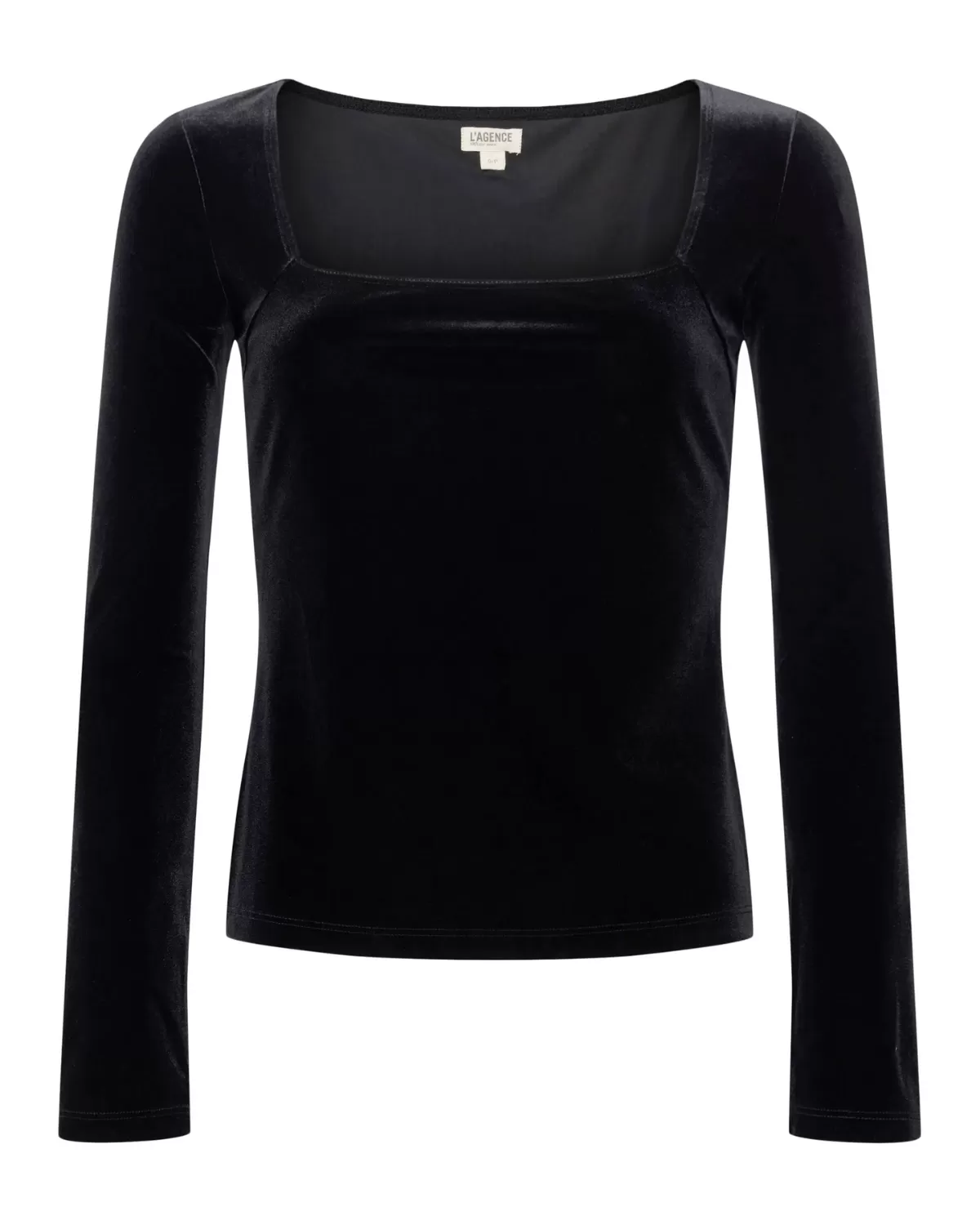 Kinley Long Sleeve Squareneck Top (Black Velvet)