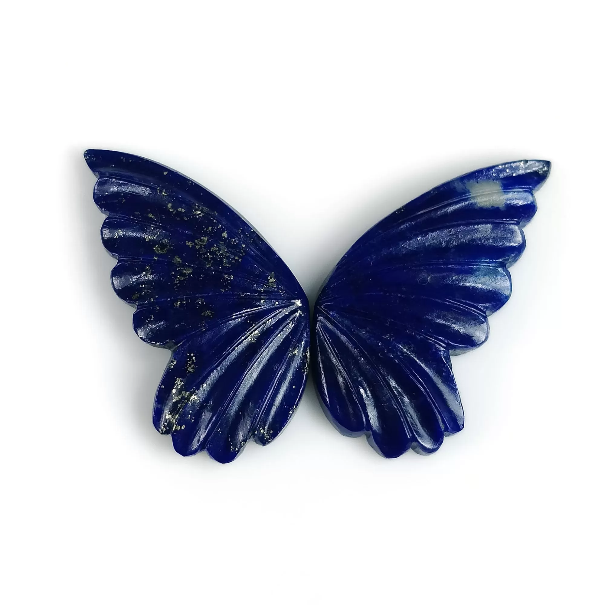 LAPIS LAZULI Gemstone Carving September Birthstone : 27.50cts Natural Untreated Unheated Lapis Hand Carved BUTTERFLY 29*15mm Pair