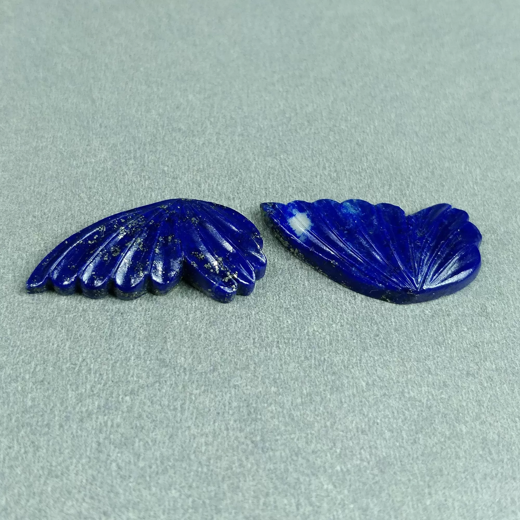 LAPIS LAZULI Gemstone Carving September Birthstone : 27.50cts Natural Untreated Unheated Lapis Hand Carved BUTTERFLY 29*15mm Pair