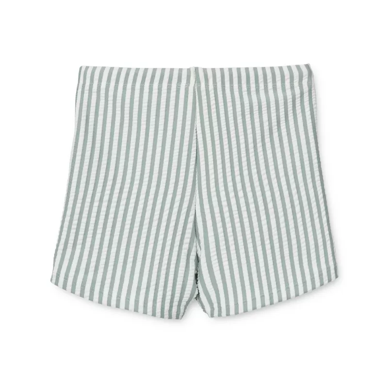 Liewood Otto Seersucker Swimming Trunks - Sea Blue / White