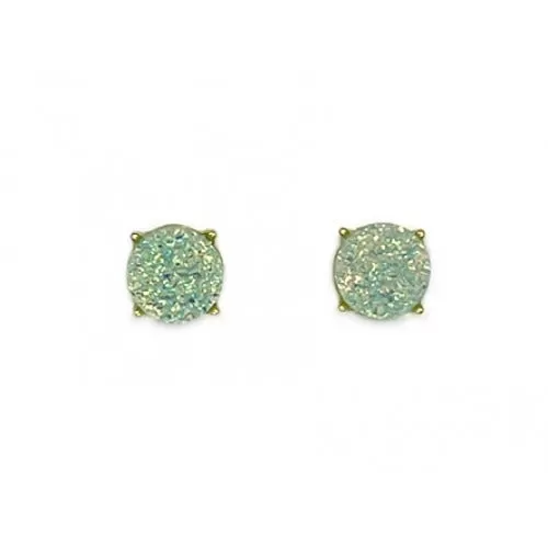 Light Green Druzy Round Stud Earrings