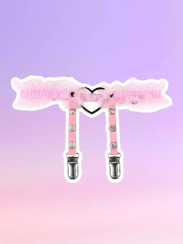 Lolita Frilled Heart Rivets Leg Garter Belt