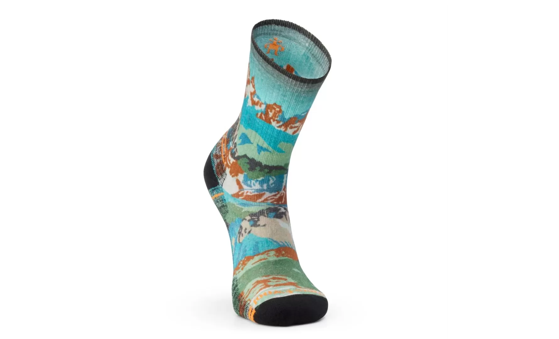 Men's Hike Light Cushion Alpine Trail Print Crew Socks