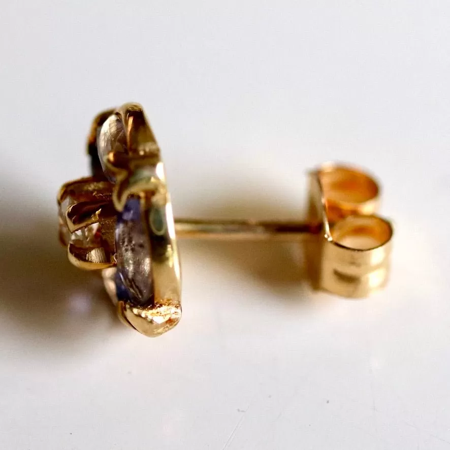 Milky Way 14k Gold, Diamond and Sapphire Studs