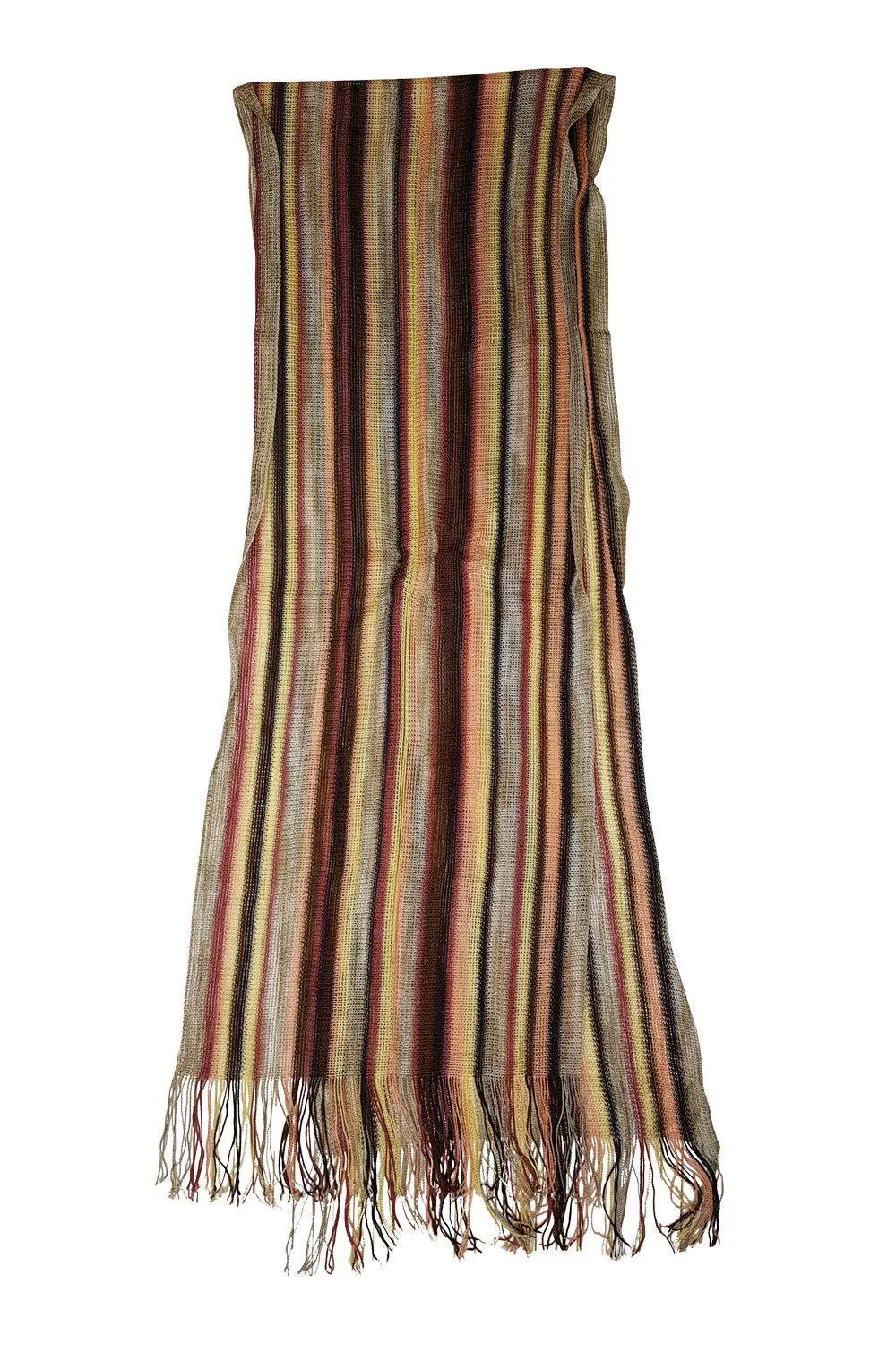 MISSONI Orange Label Pink Brown Yellow Striped Scarf (70)