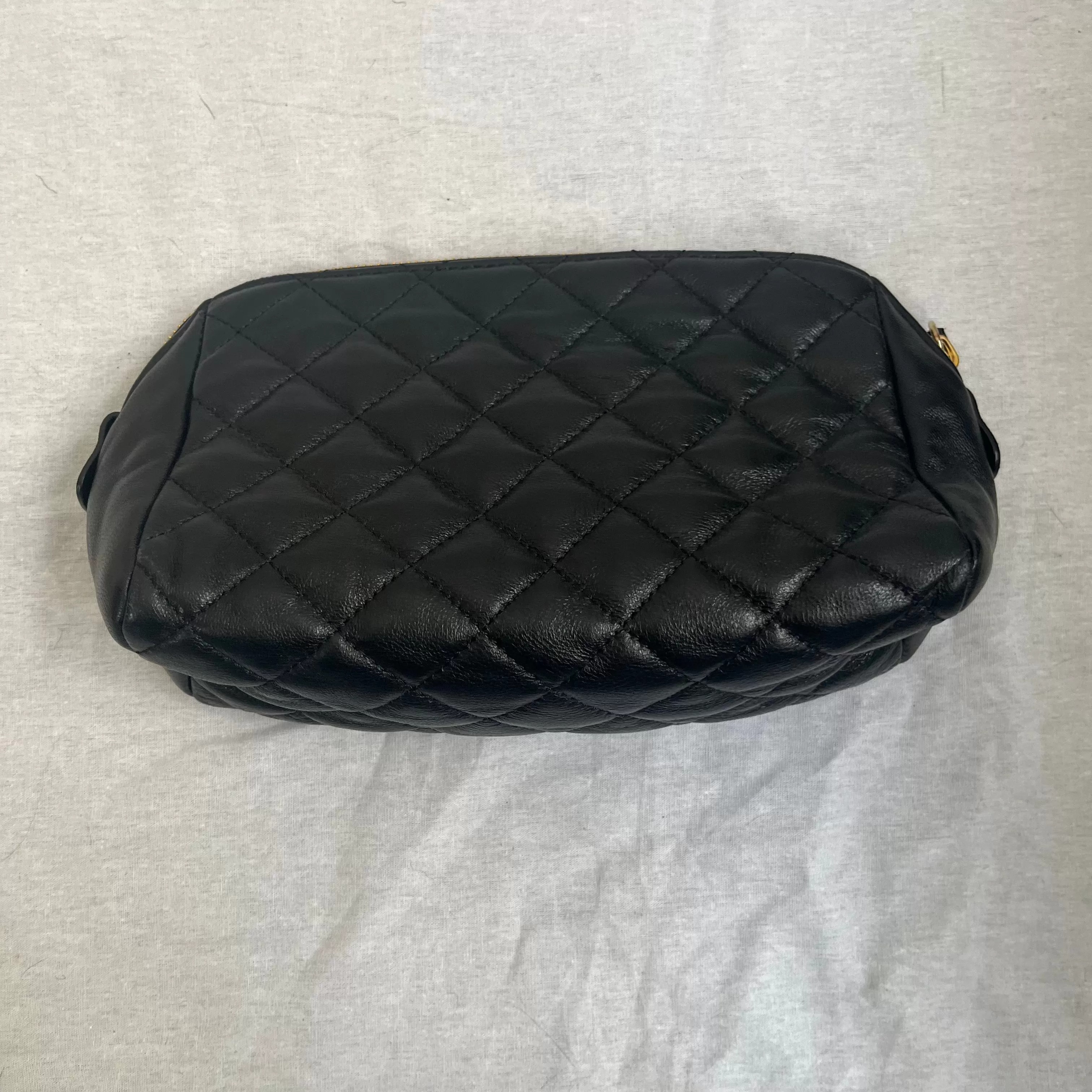 Moncler Black Quilted Leather Clutch Bag/ Beauty Case