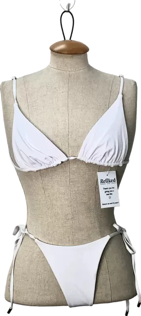 Monday Swimwear White Triangle Bikini Top And Bottoms UK S