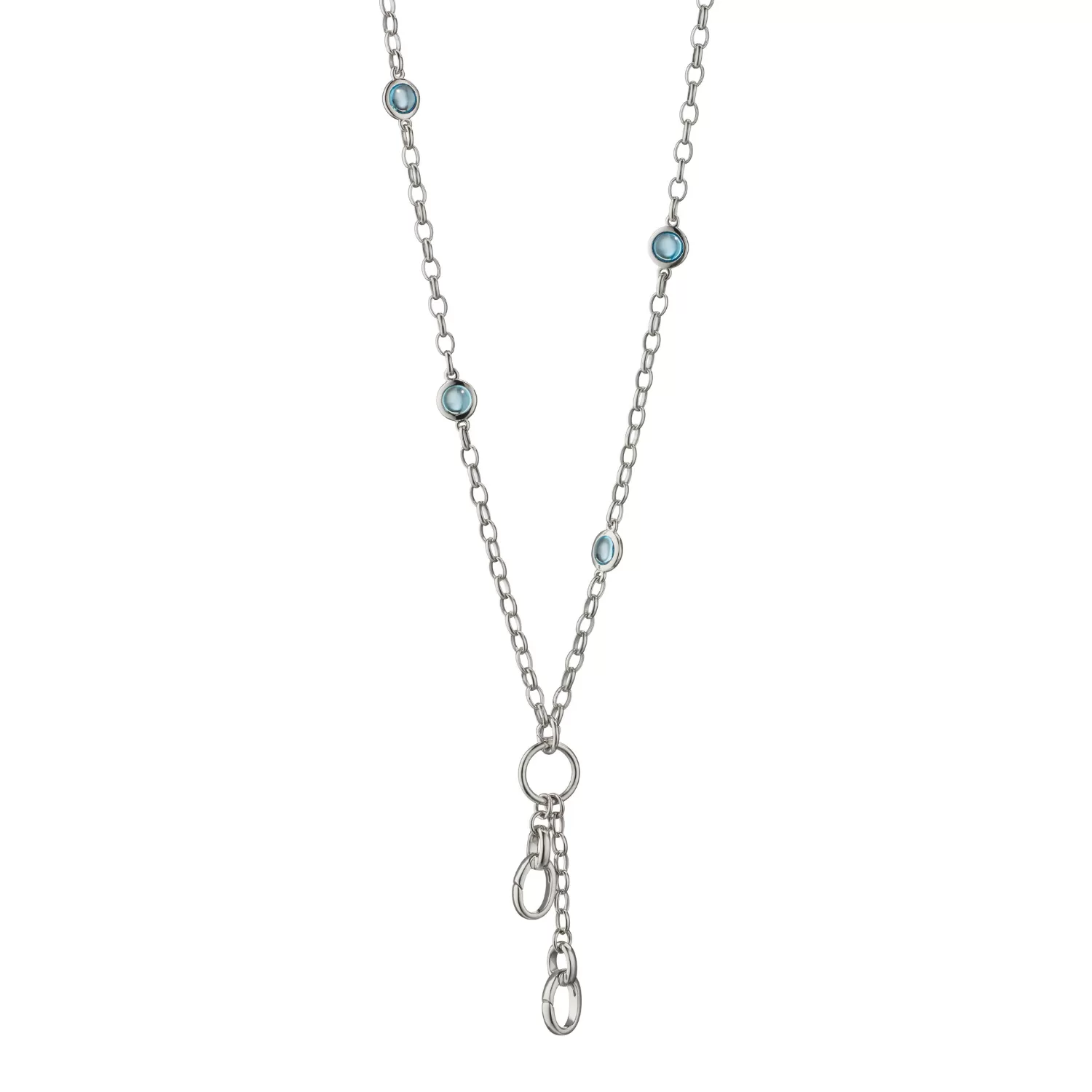 Monica Rich Kosann Silver Blue Topaz Necklace With Charm Enhancers