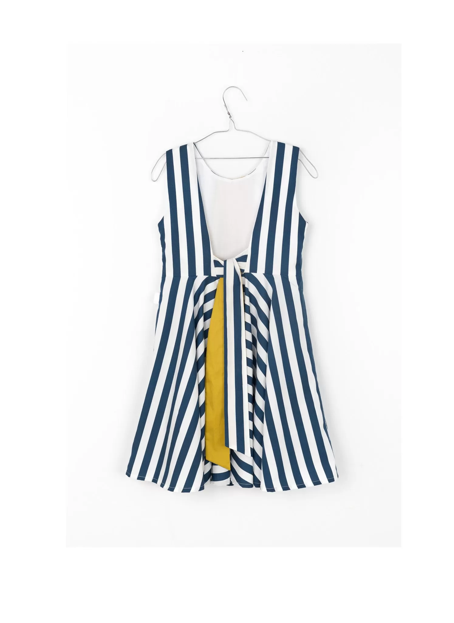 MOTORETA Vega Dress in Blue & White Stripe