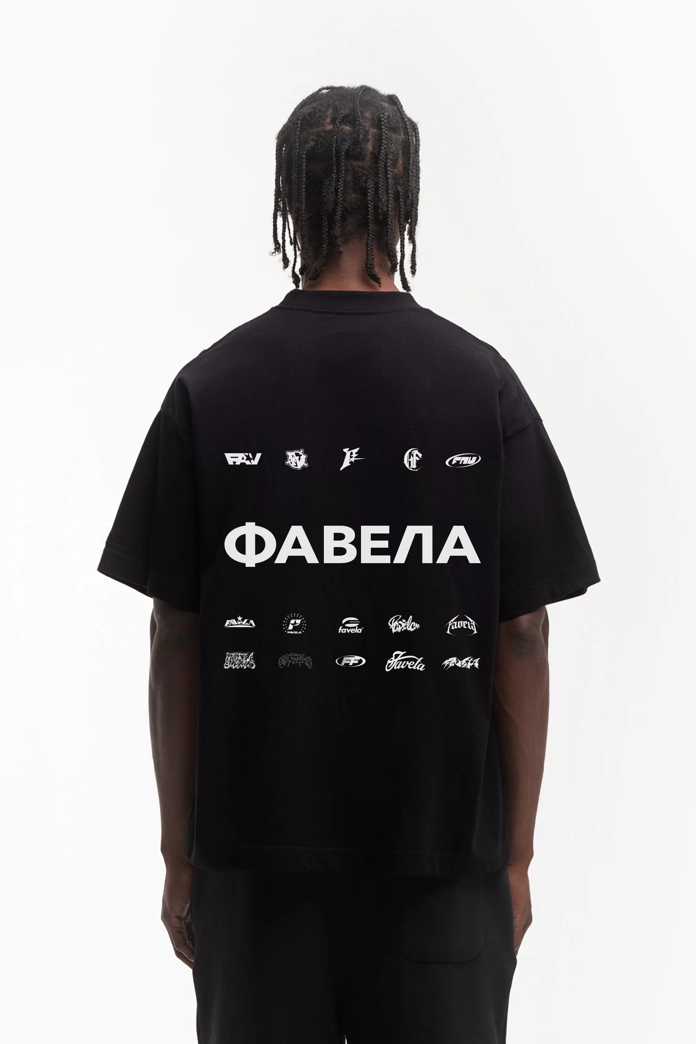 MULTILOGO CYRILLIC BLACK T-SHIRT