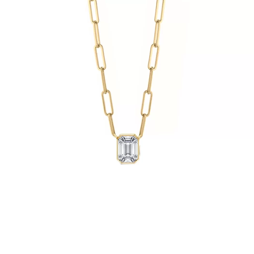 Multishape Diamond Thin Paperclip Necklace