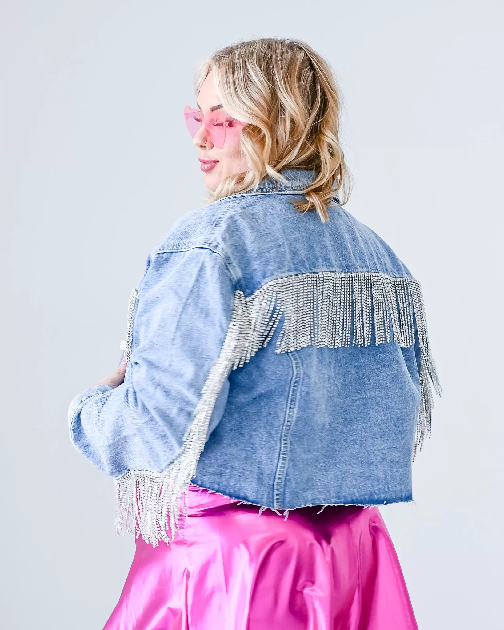 Nashville Lights Fringe Denim Jacket