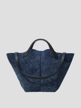 Navy Large Brushed Suede PS1 Tote