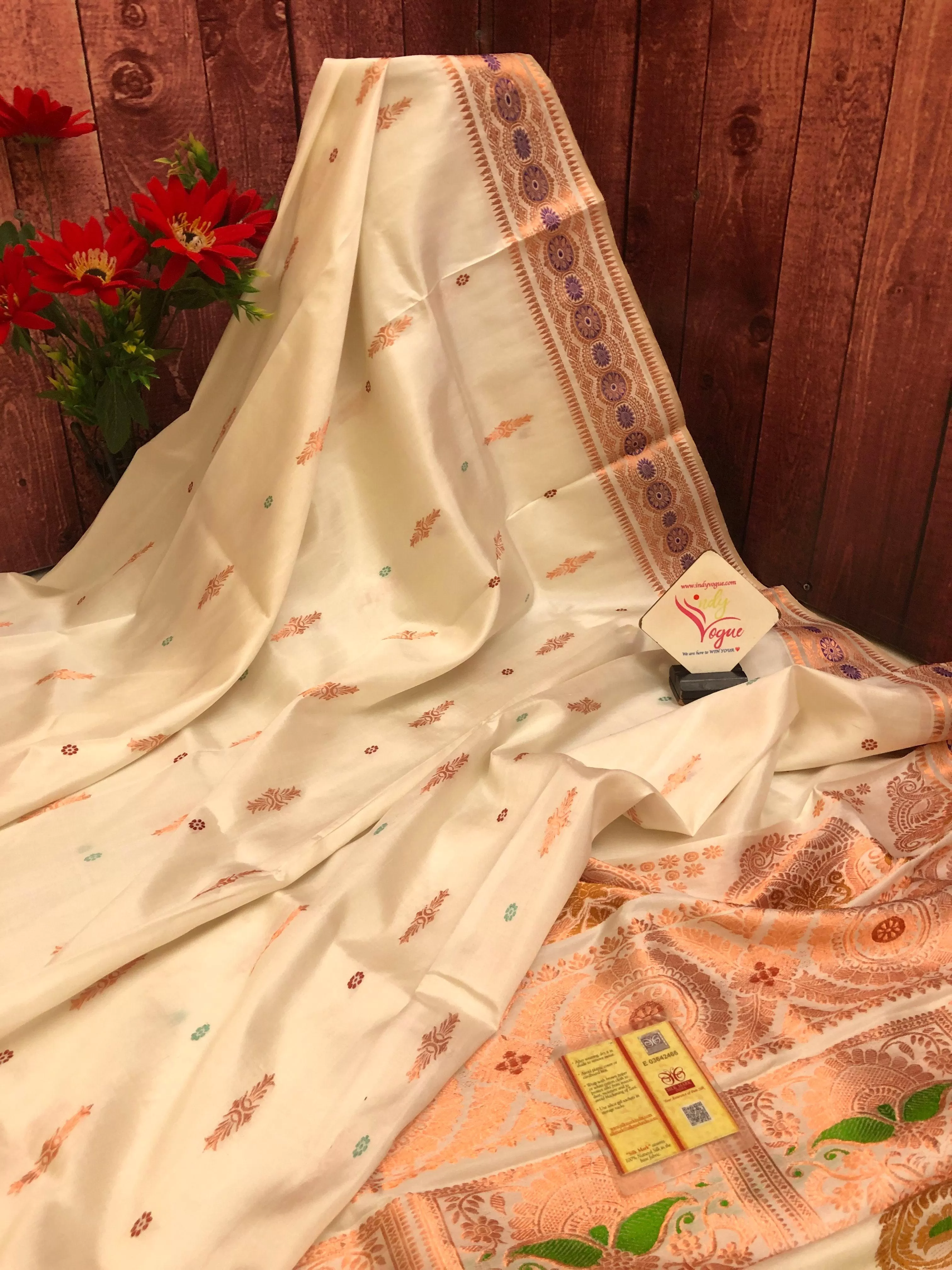 Offwhite Color Revival Golani Baluchari Silk Saree with Meenakari Work