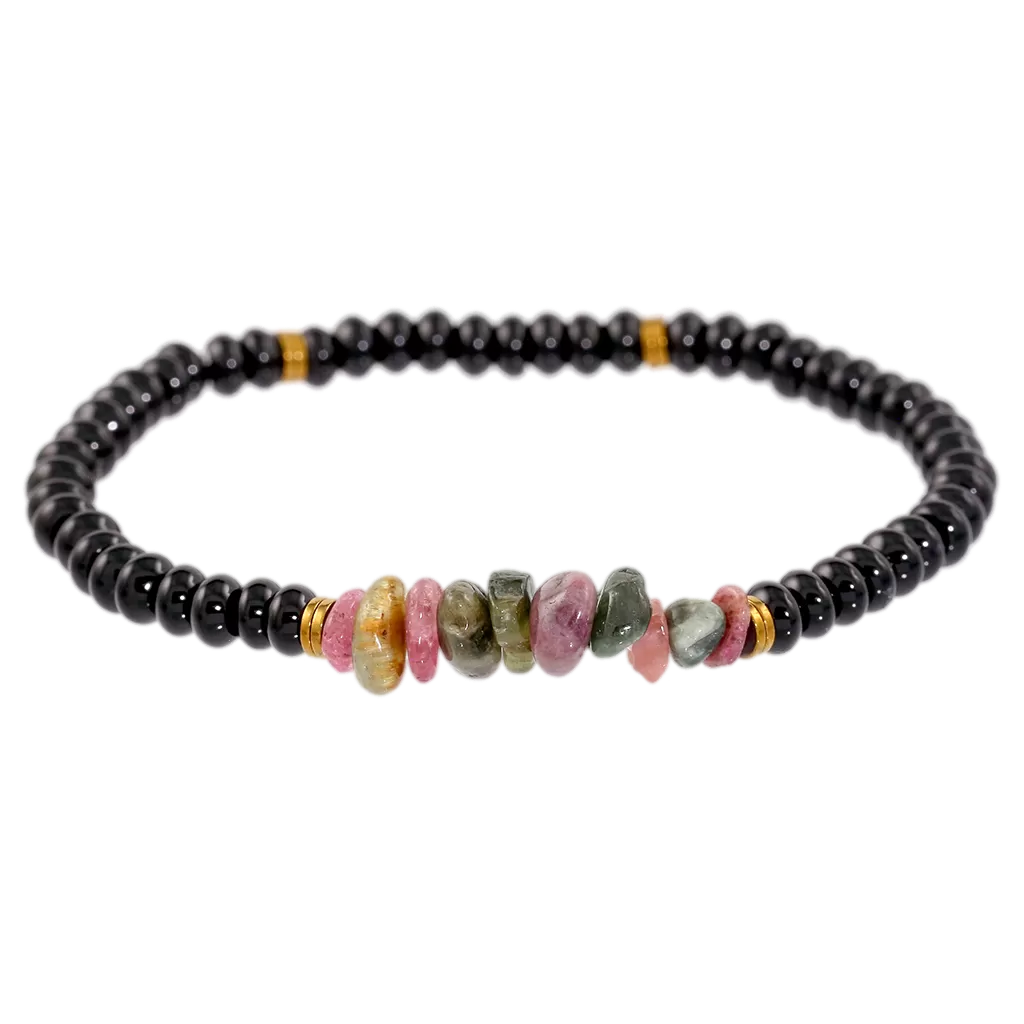 Onyx and Tourmaline Gemstone Bracelet