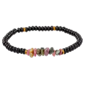 Onyx and Tourmaline Gemstone Bracelet