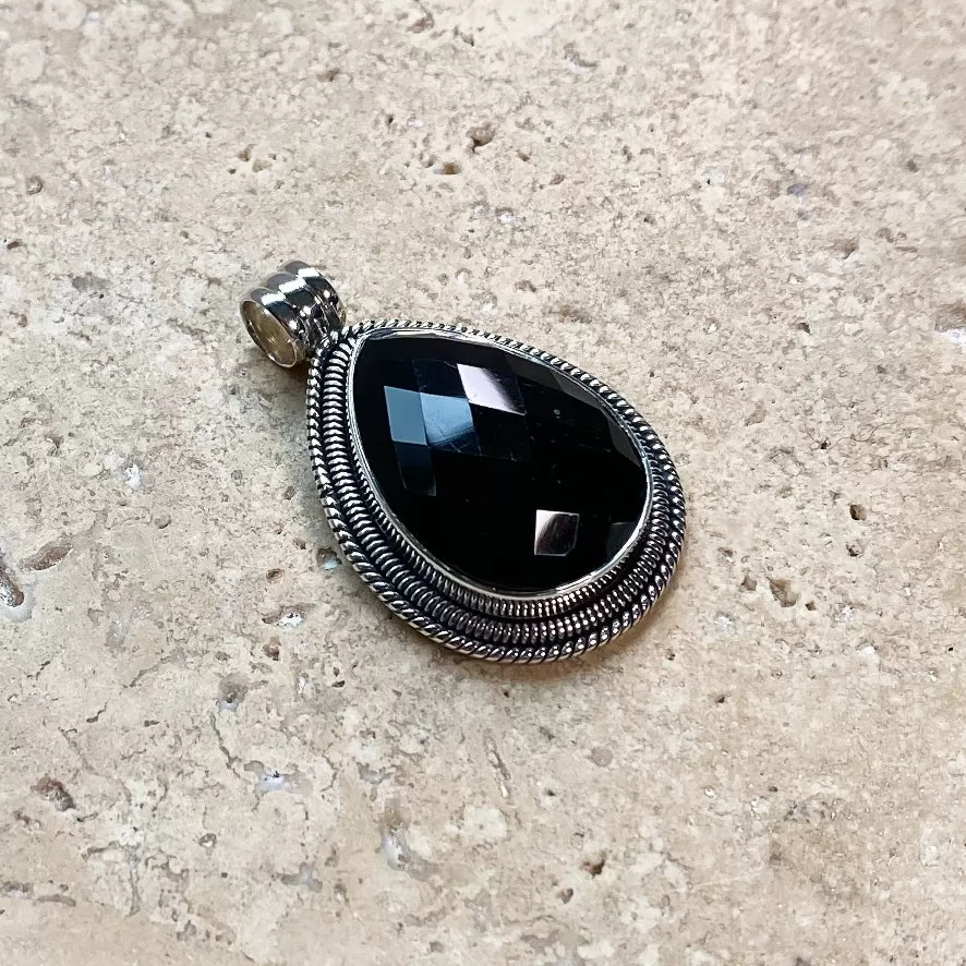 Onyx Teardrop Phoenix Pendant