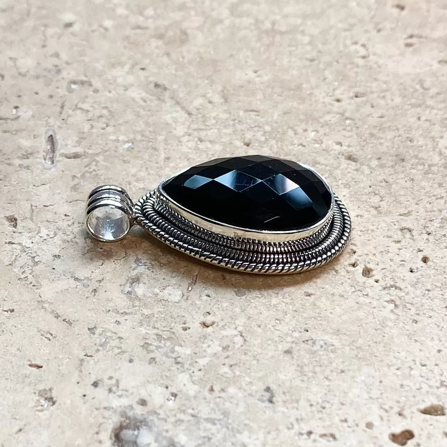 Onyx Teardrop Phoenix Pendant