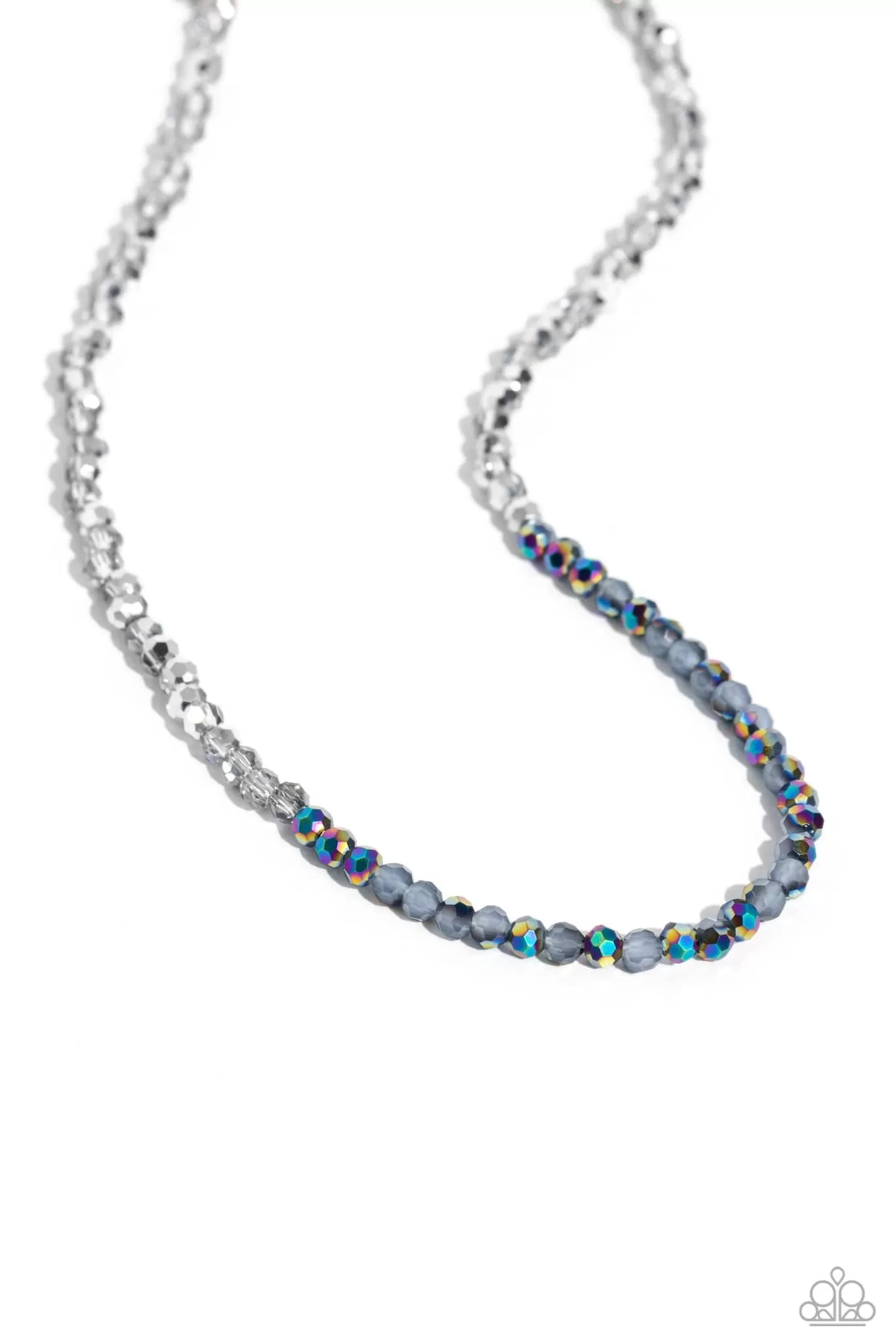 Paparazzi Backstage Beauty - Silver Multi Oil Spill Necklace