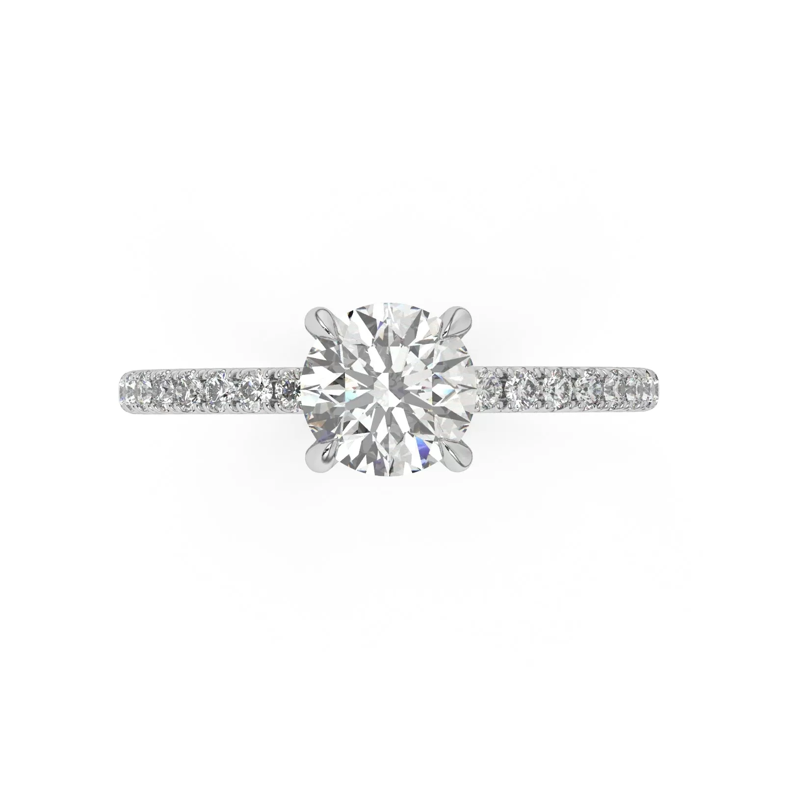 Partial Pave Hidden Halo Round Cut Engagement Ring