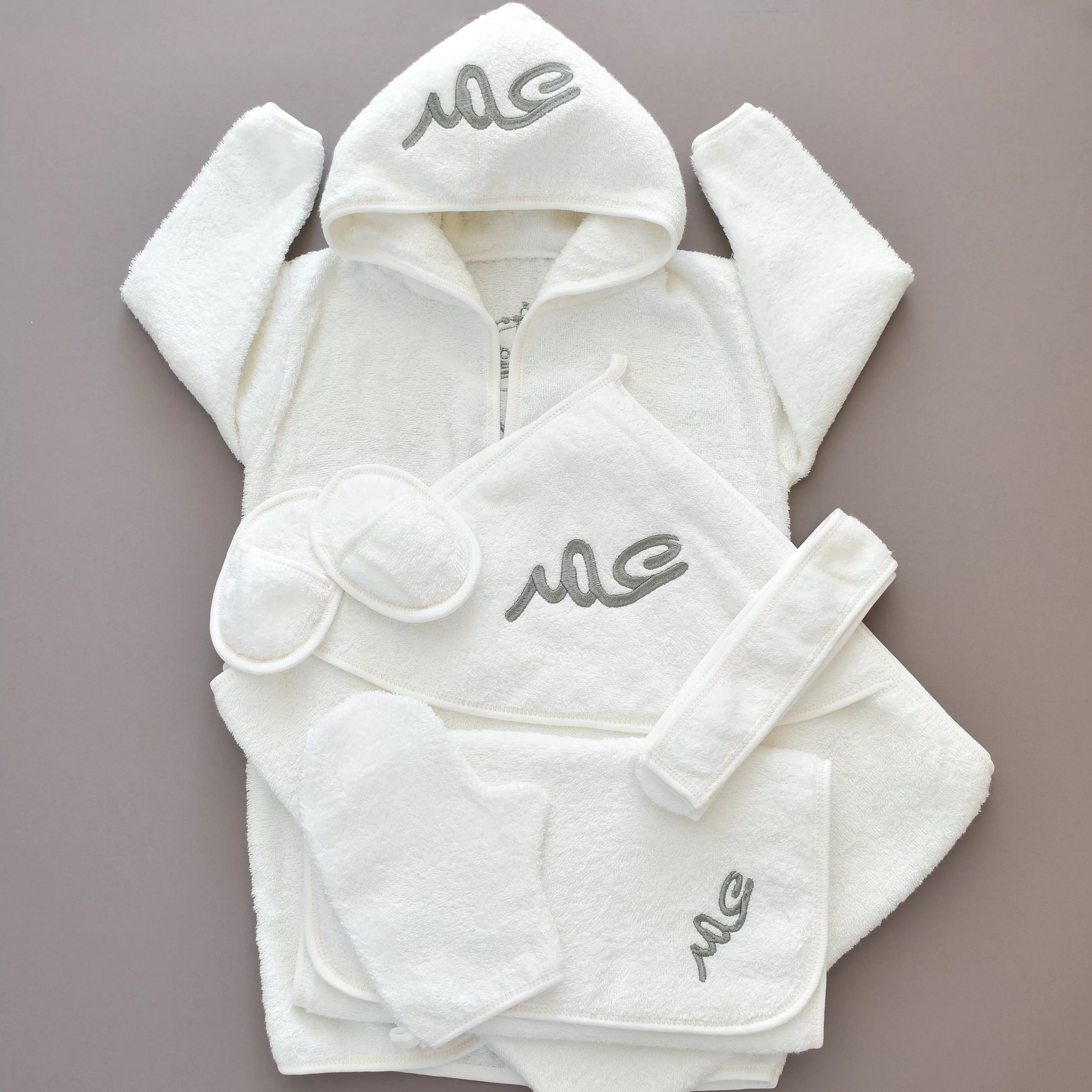 Personalised Hooded Baby Boy Bathrobe Set