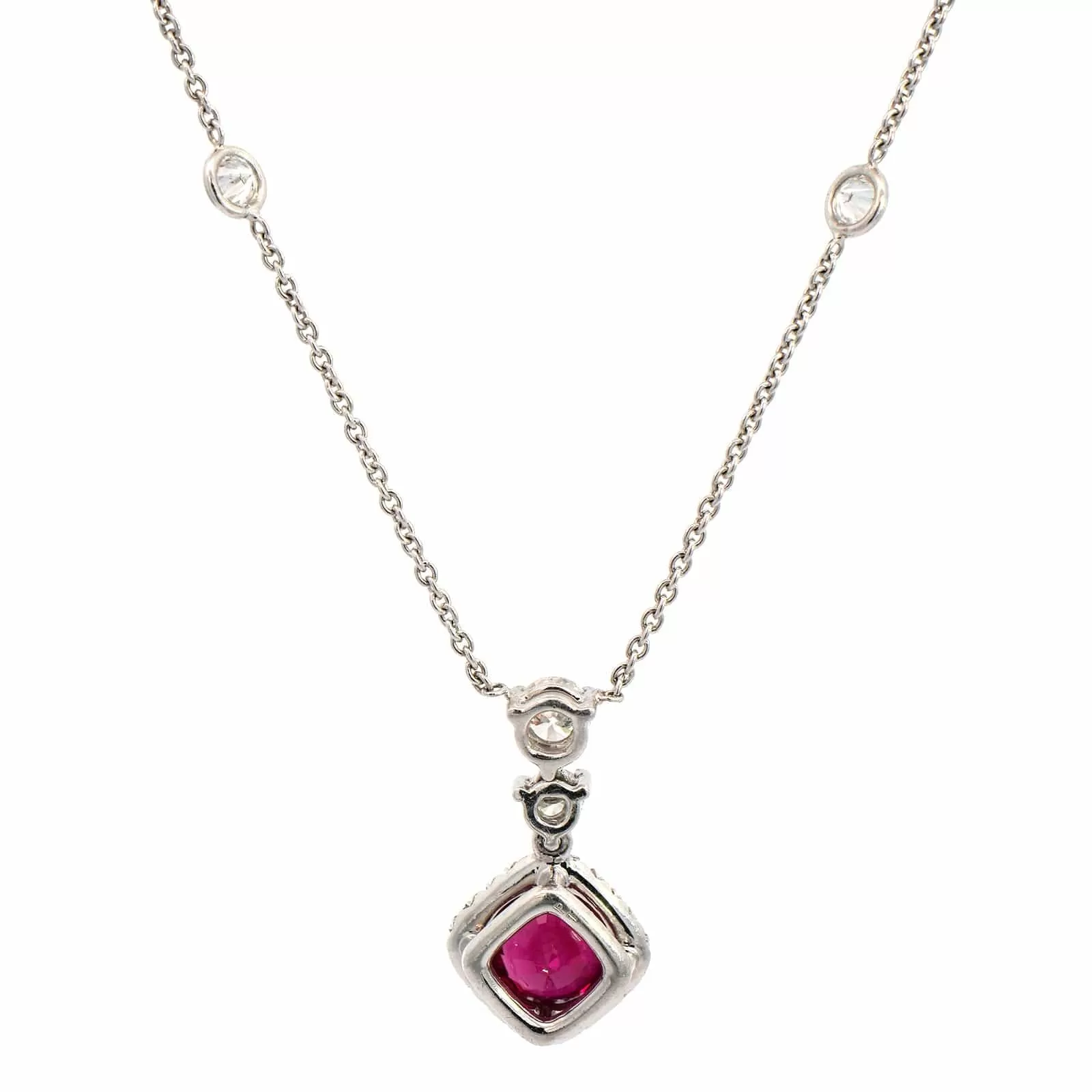 Platinum Ruby and Diamond Pendant Necklace