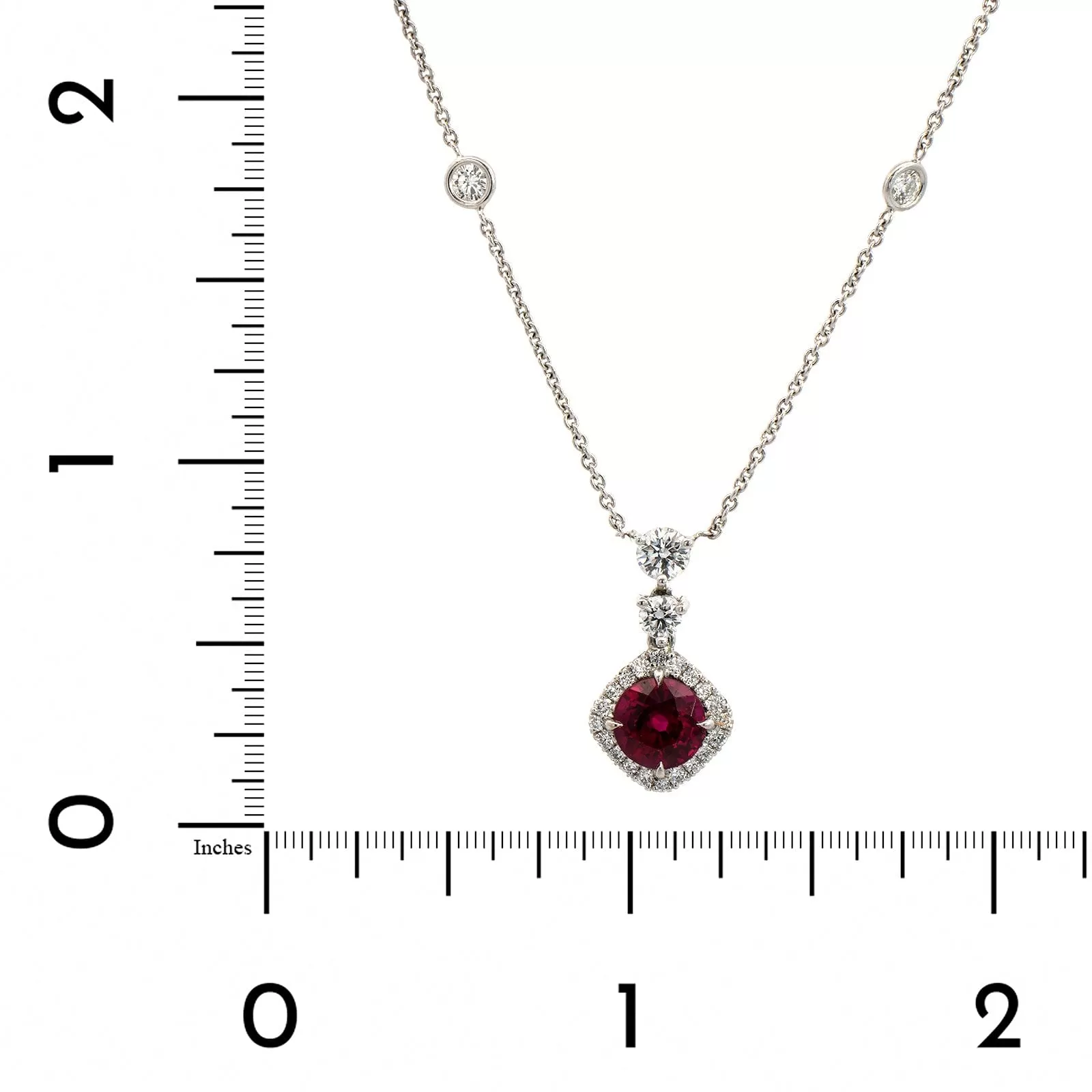 Platinum Ruby and Diamond Pendant Necklace