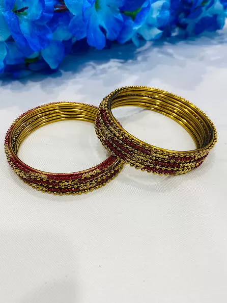 Pleasing Ethnic Designer Brown Color Bangle Set For Women