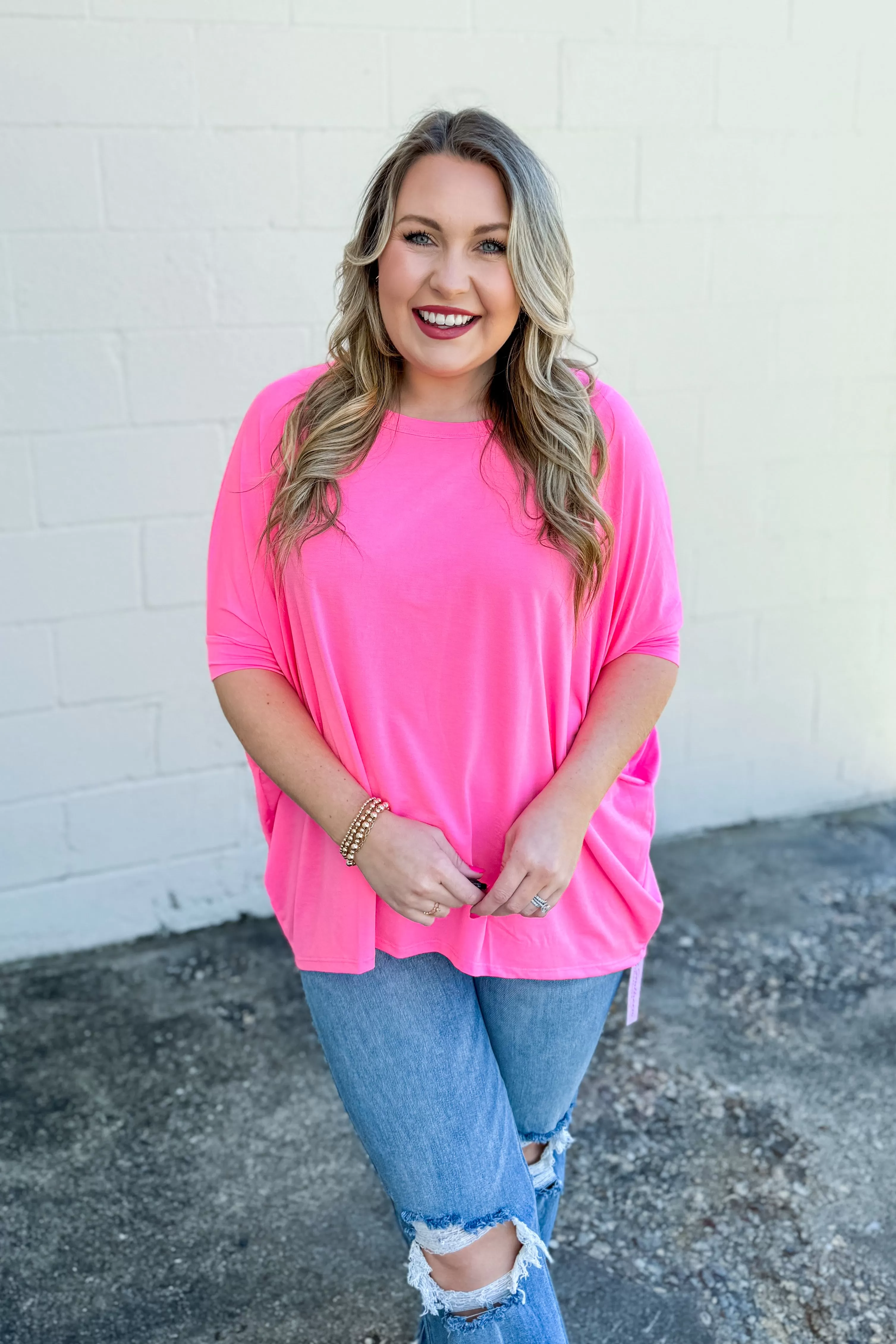 RESTOCK | See Her Coming Oversized Top, Neon Pink