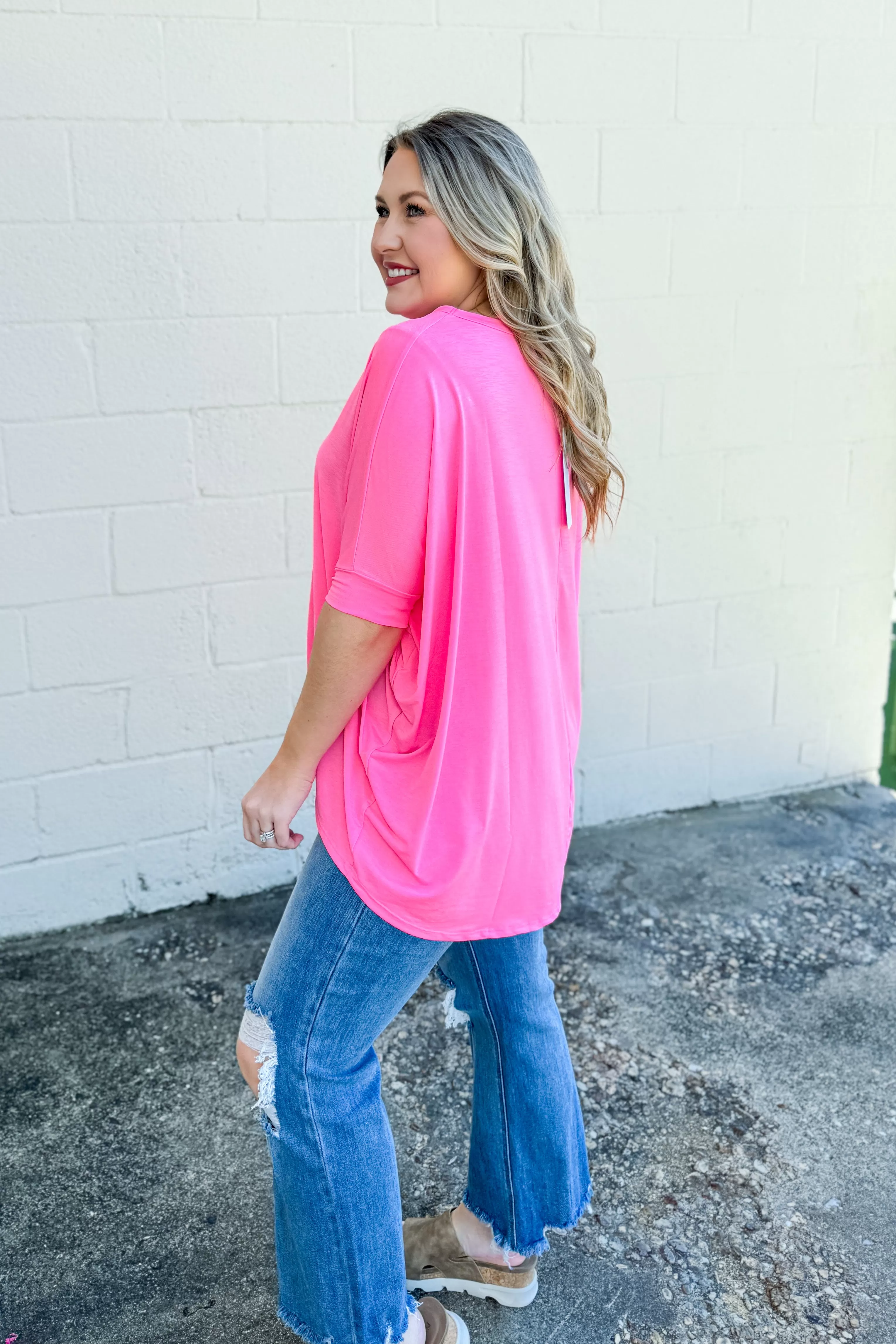 RESTOCK | See Her Coming Oversized Top, Neon Pink