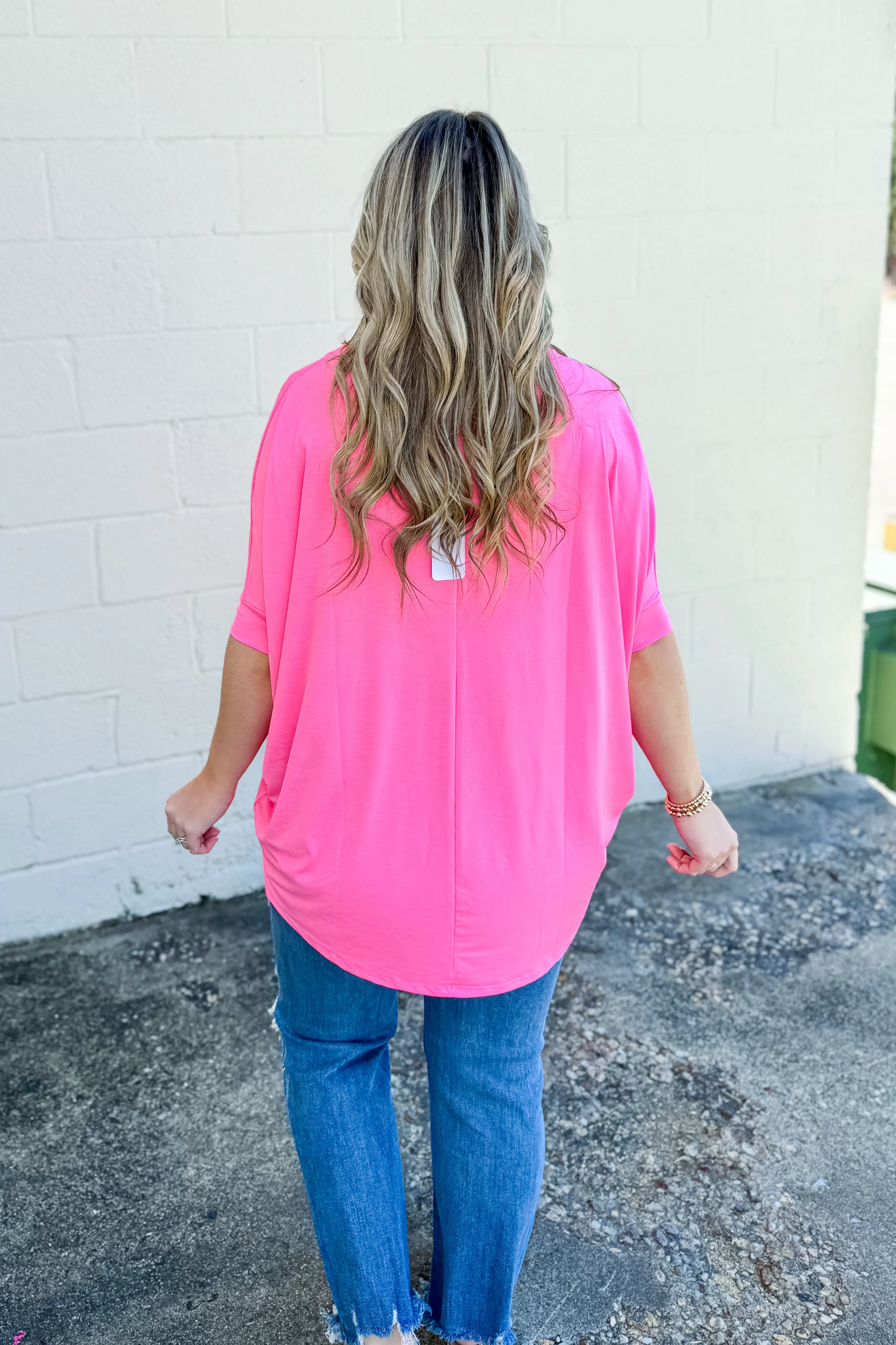 RESTOCK | See Her Coming Oversized Top, Neon Pink