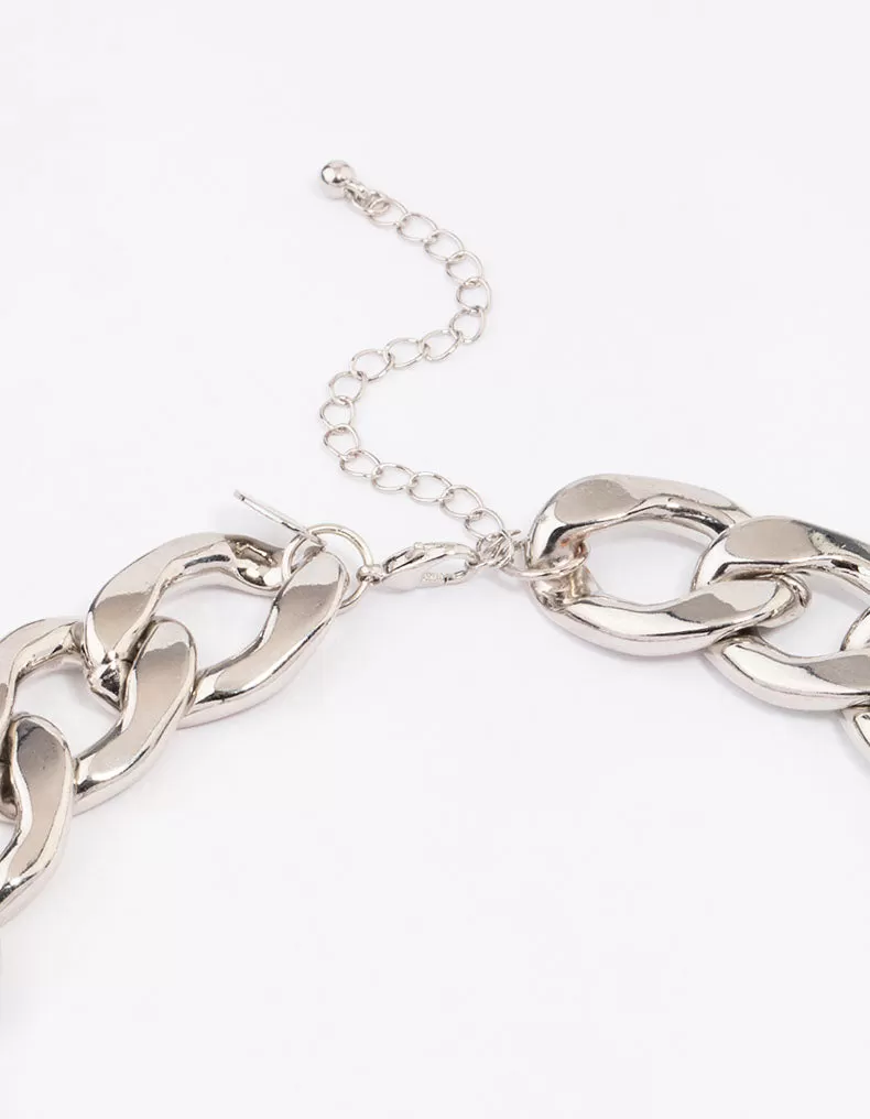 Rhodium Chunky Short Chain Necklace