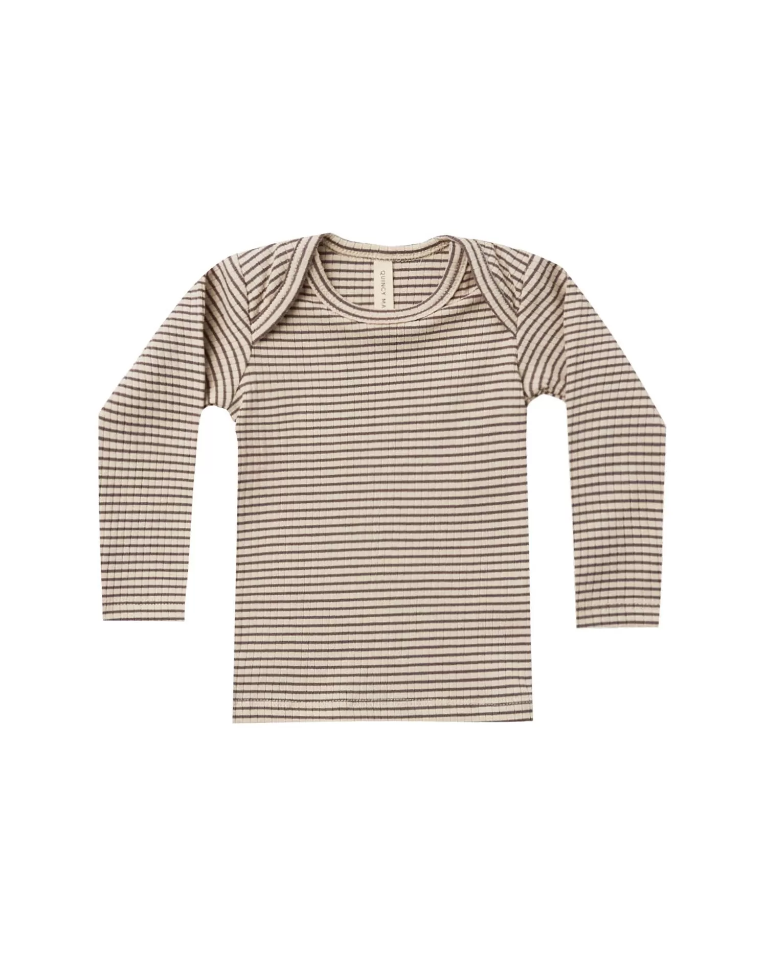 Ribbed Longsleeve Lap Tee – Charcoal Stripe