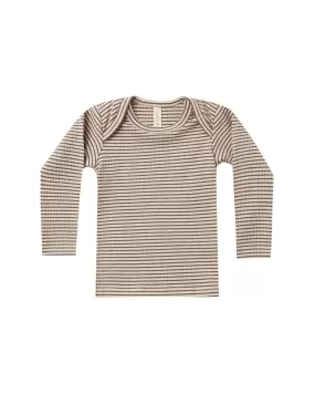 Ribbed Longsleeve Lap Tee – Charcoal Stripe