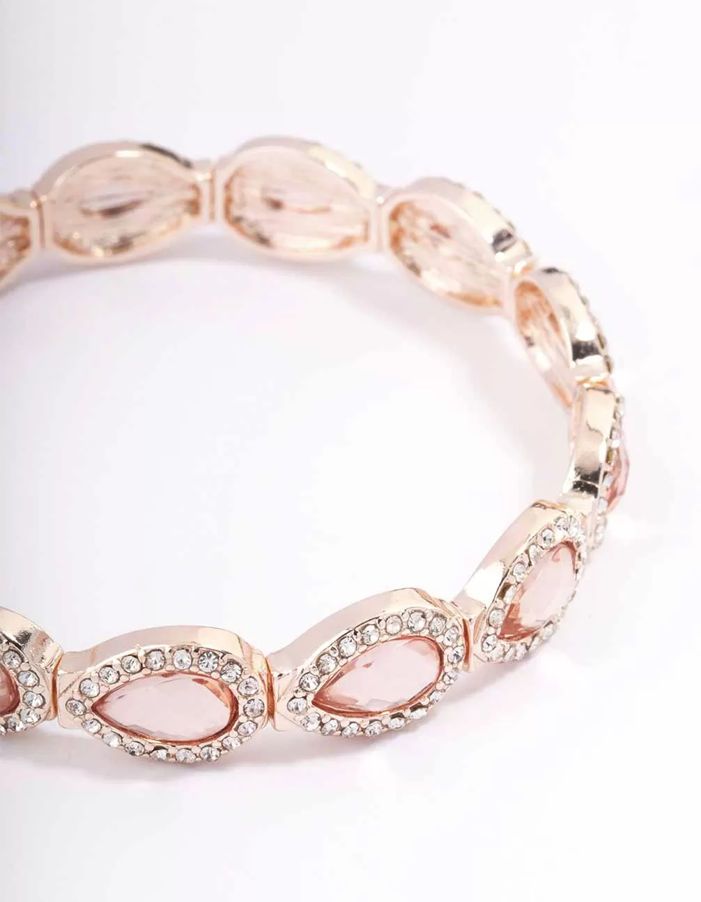 Rose Gold Marquise & Pink Diamante Stretch Bracelet