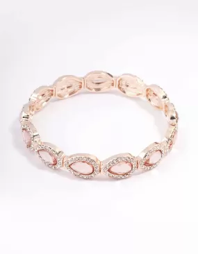 Rose Gold Marquise & Pink Diamante Stretch Bracelet