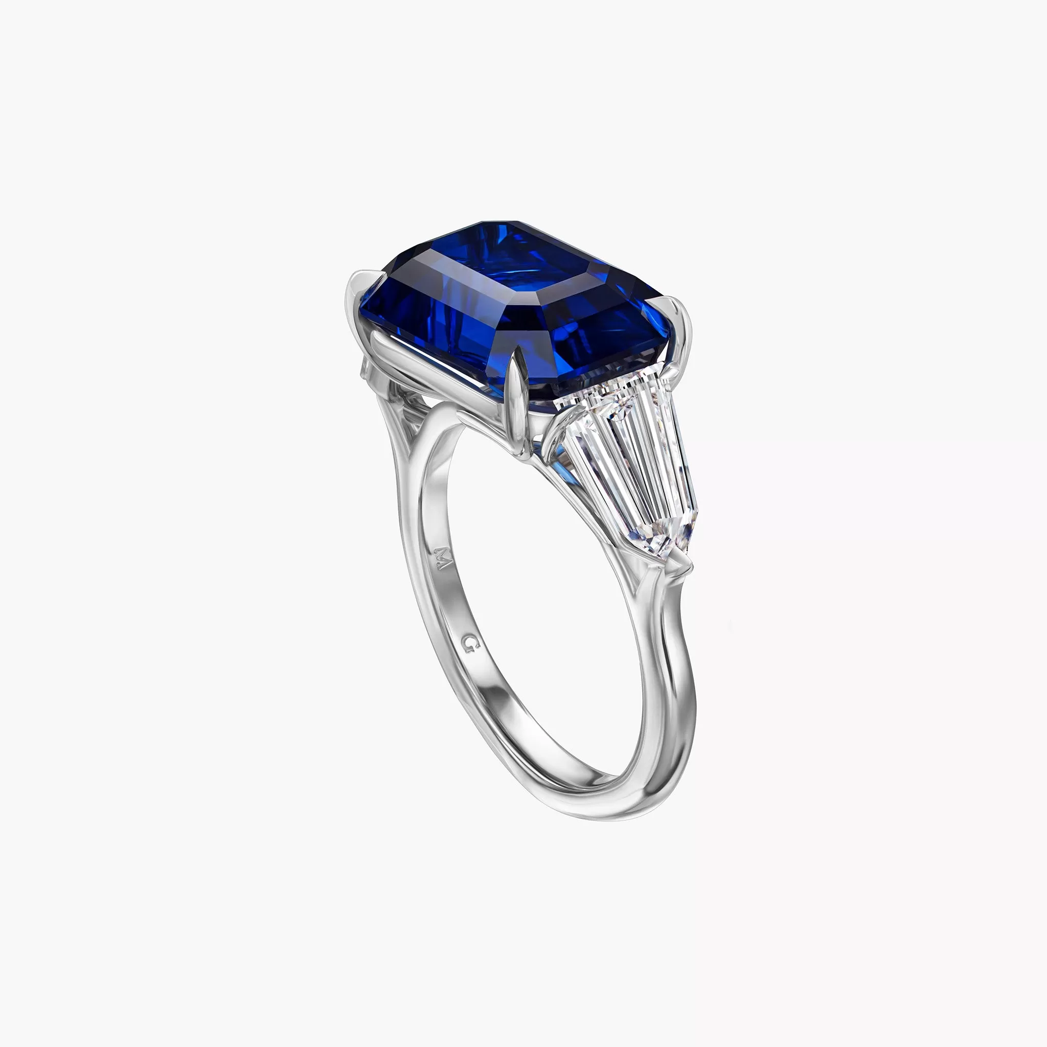 Royal Blue Emerald Cut Sapphire Ring