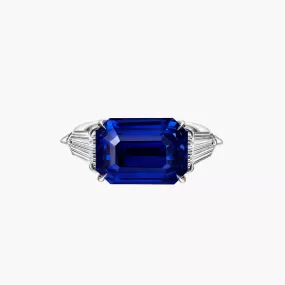 Royal Blue Emerald Cut Sapphire Ring